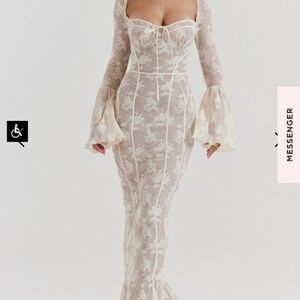 House of CB Ivory Floral Lace Maxi Dress